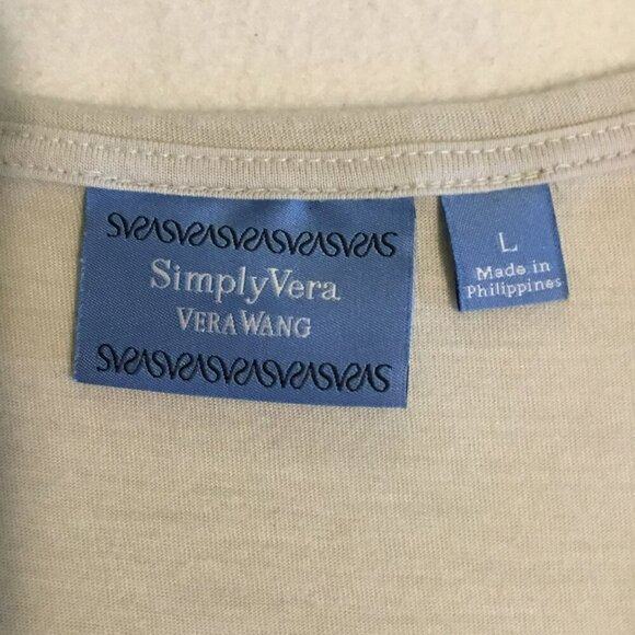 Simply Vera Dressy Sleeveless Tee Gold Metallic Accent Sz Large Beige Plain Back - Picture 8 of 10